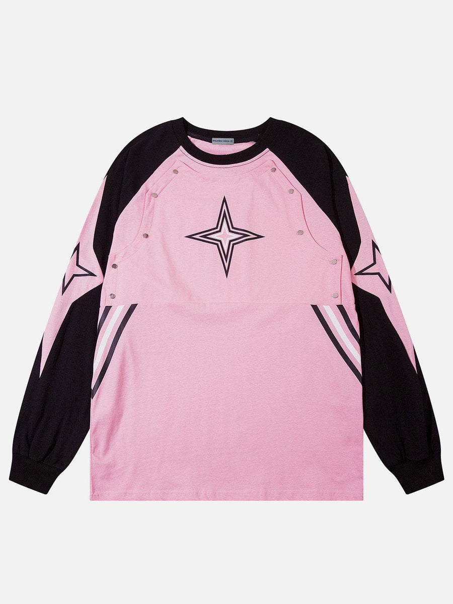 ◆Aelfric Eden◆Irregular Patchwork 半袖Tシャツ Pink 送料込 Aelfric Eden Mens Oversized Graphic Tee Summer Unisex