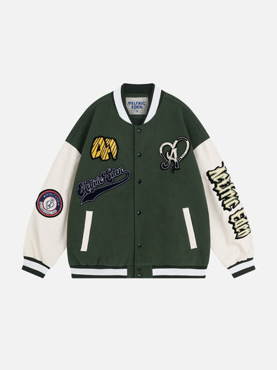 Aelfric Eden Towel Embroidery Badge Varsity Jacket