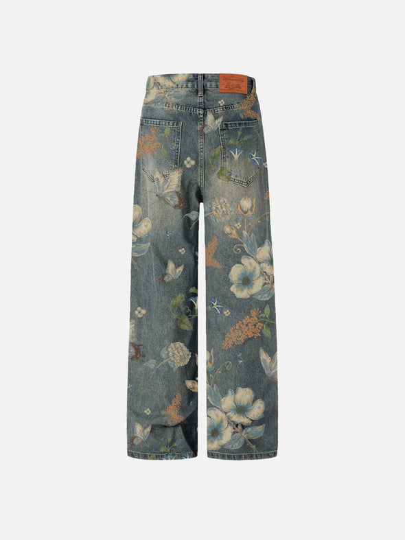 Aelfric Eden Plant Flower Print Jeans