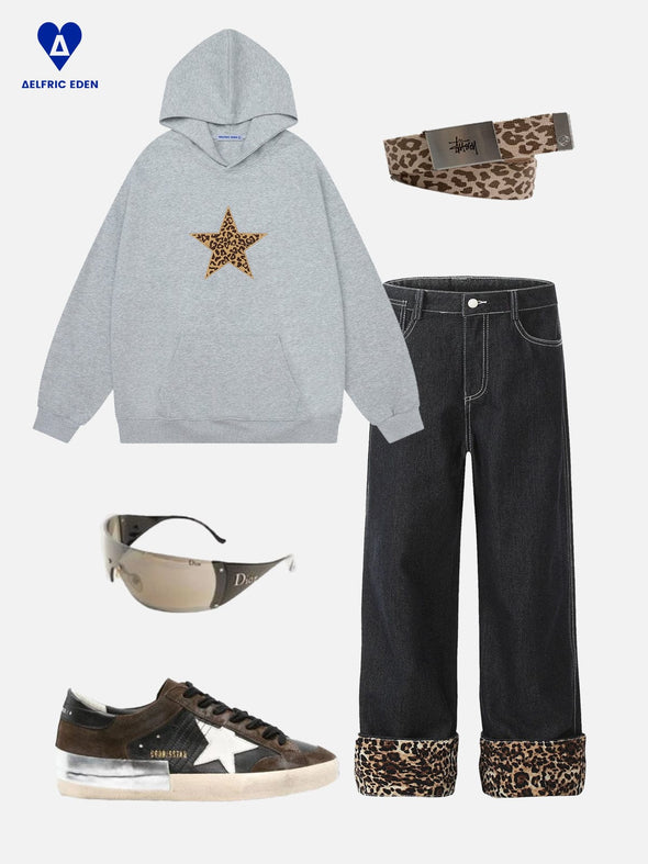 Aelfric Eden Leopard Print Star Hoodie