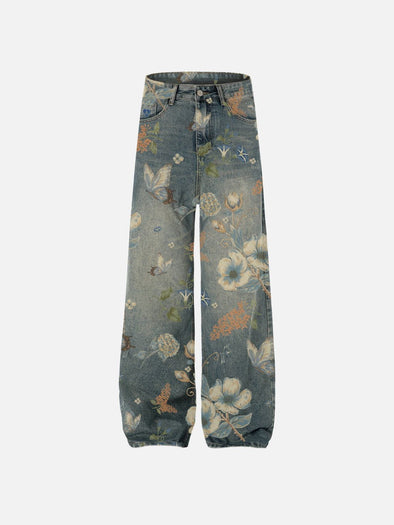 Aelfric Eden Plant Flower Print Jeans