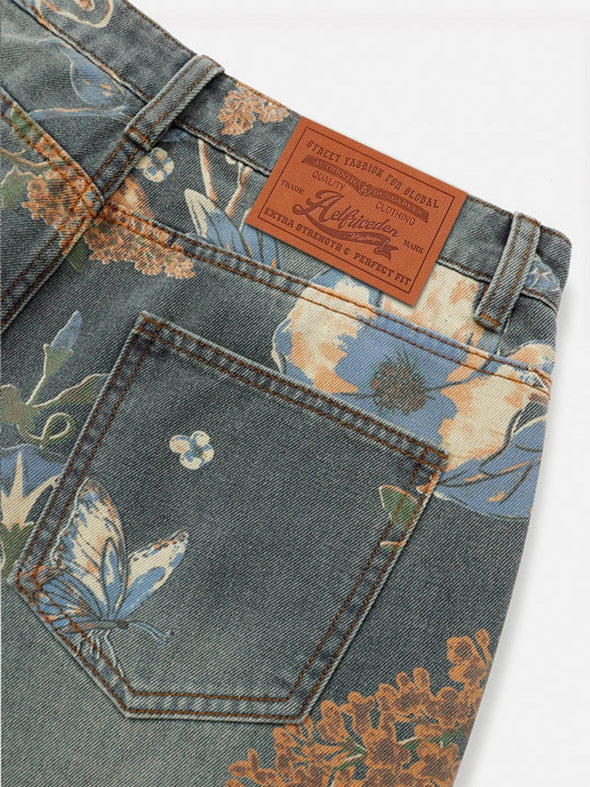 Aelfric Eden Plant Flower Print Jeans