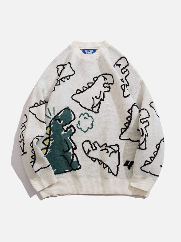 Aelfric Eden Dinosaur Cartoon Pattern Knit Sweater