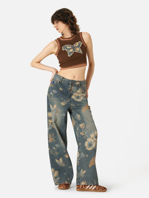 Aelfric Eden Plant Flower Print Jeans