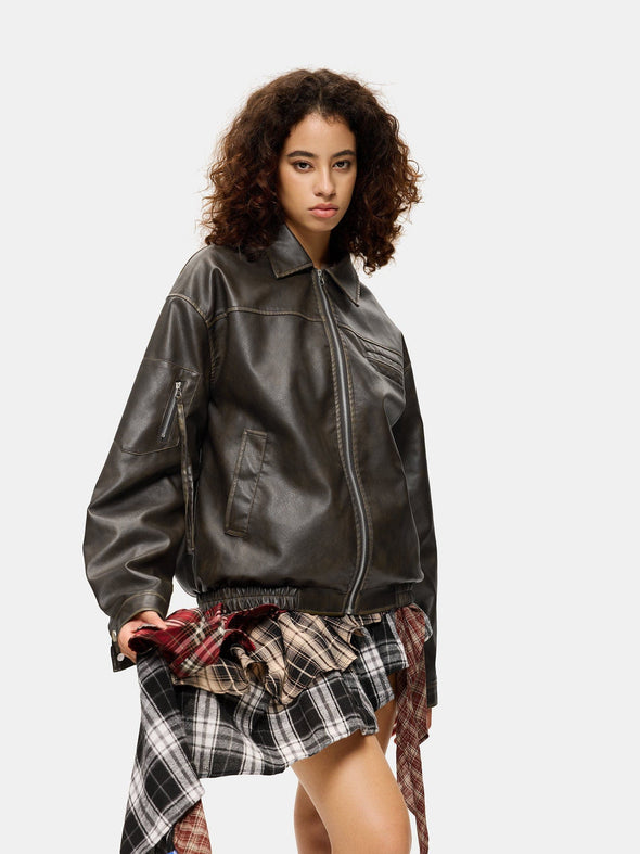 Aelfric Eden Multi Pocket Faux Leather Cropped Jacket