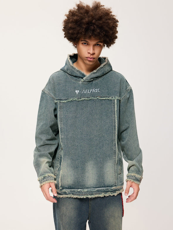 Aelfric Eden Fringe Denim Washed Hoodie