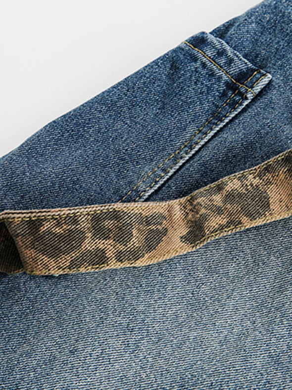 Aelfric Eden Leopard Print Barrel Cuffed Jeans