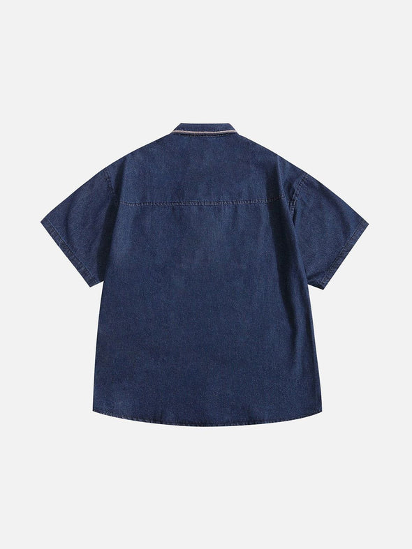 Aelfric Eden Embroidery Denim Short Sleeve Shirt