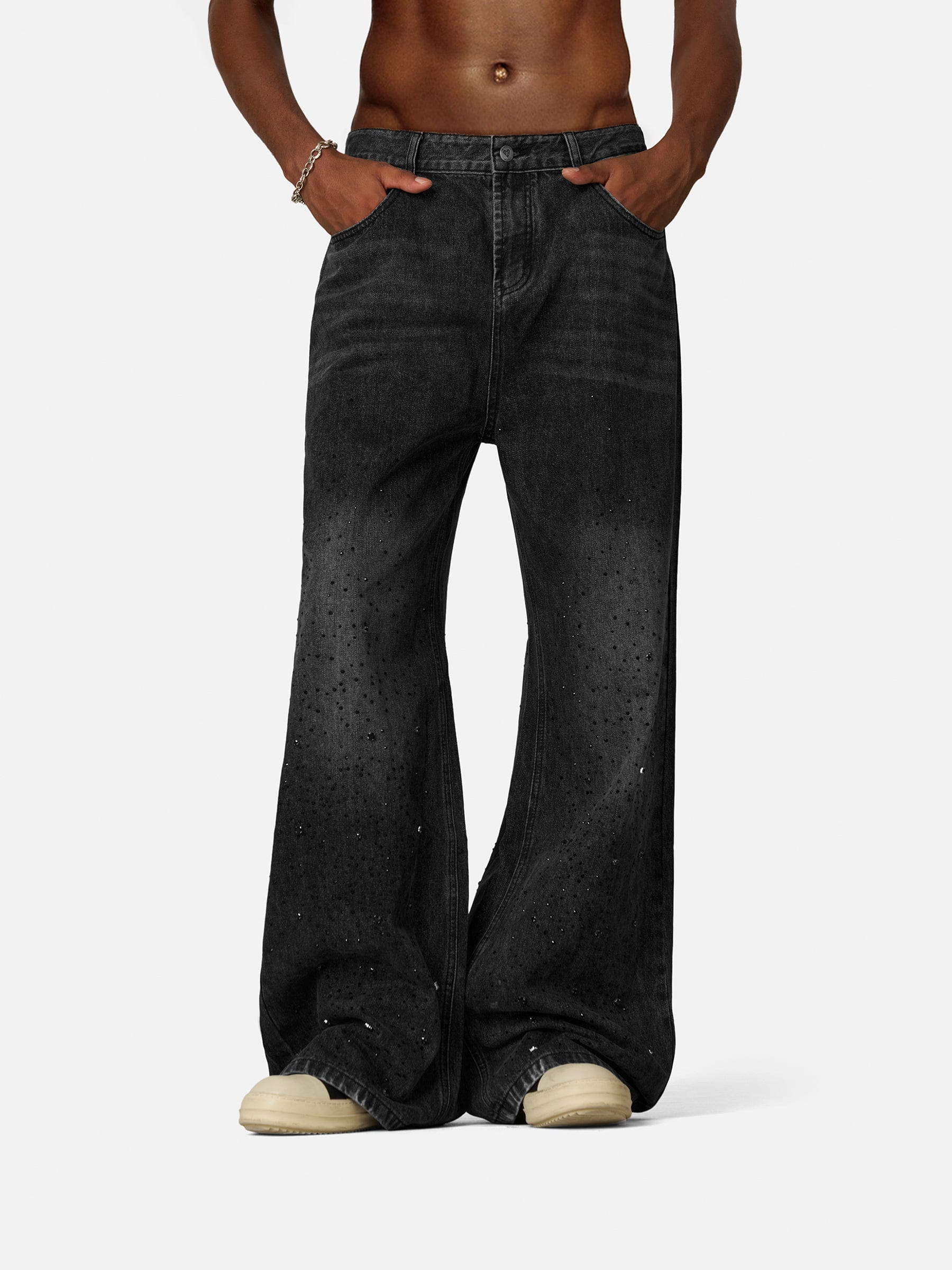 épline rhinestone jeans black エピヌ デニム Aelfric Eden Rhinestone Application Loose Jeans – aelfricedencouk