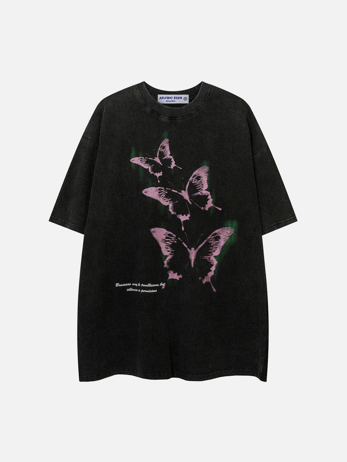 Tシャツ・カットソー Aelfric Eden Irregular Butterfly Print Washed Tee Aelfric Eden Irregular Butterfly Graphic Tee – Aelfric eden