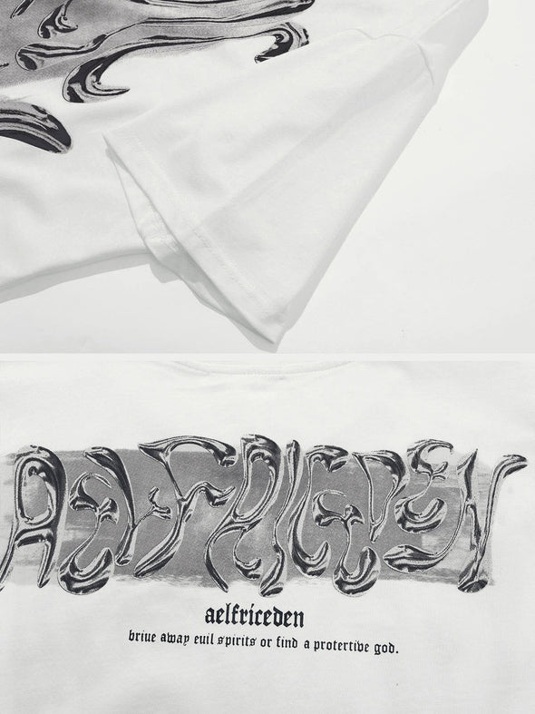 Aelfric Eden Silver Abstract Letter Print Tee