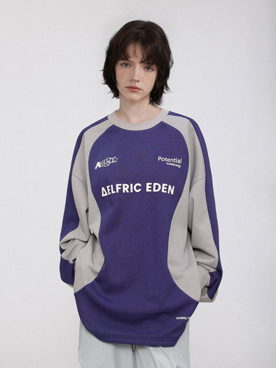 Aelfric Eden Vintage Colorblock Letter Print Sweatshirt