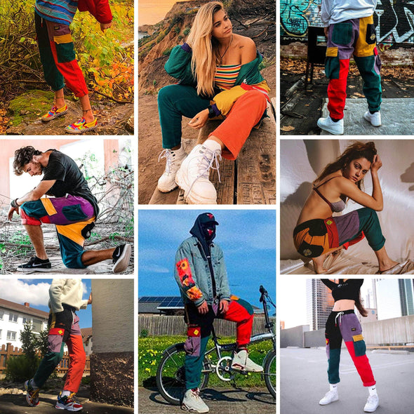 AE "Back to 90's" Patchwork Color Block Corduroy Pants
