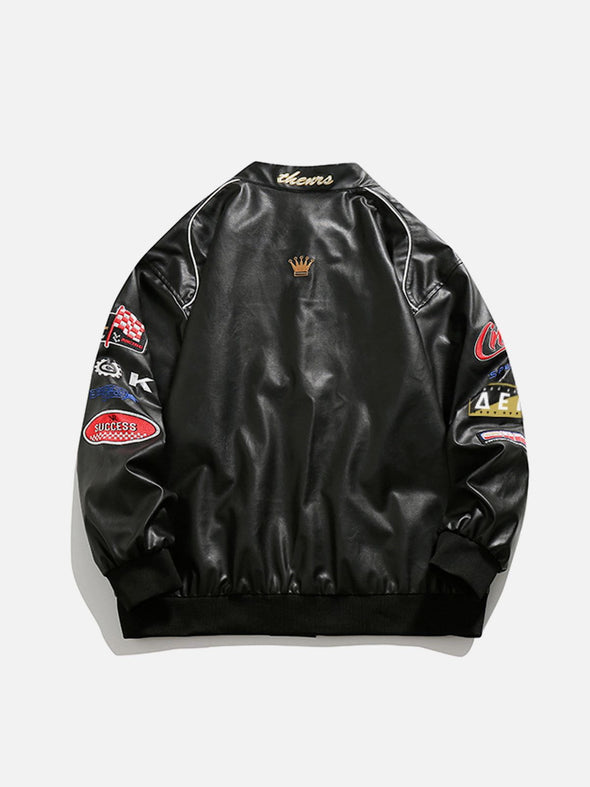 Aelfric Eden Letter-Embroidered Racing Jacket