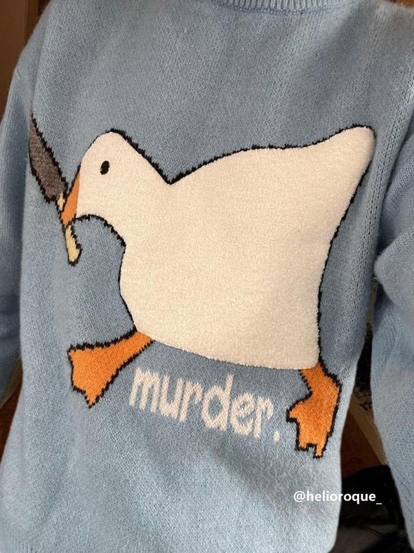 Aelfric Eden Cute Murder Goose Pattern Knit Sweater