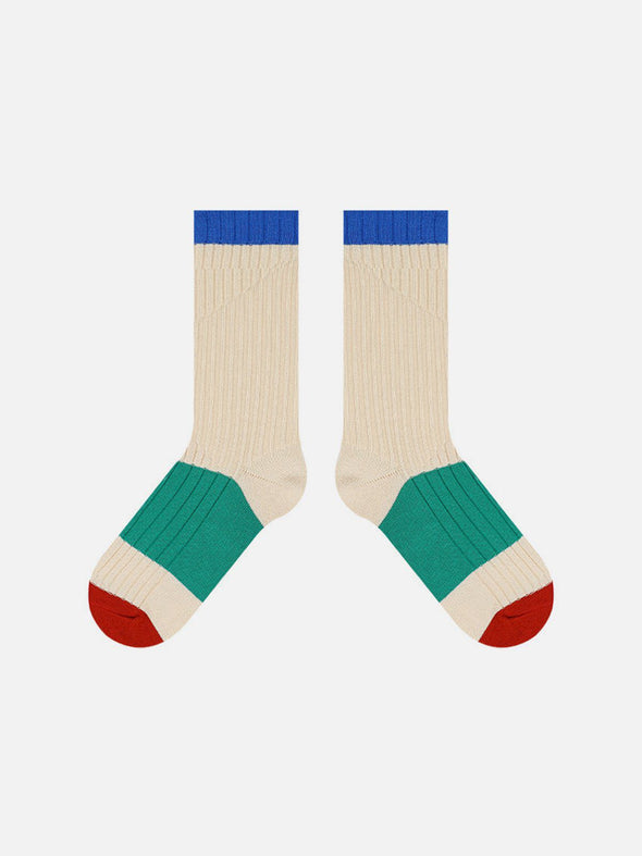 Contrast Color Stitching Mid-Calf Socks