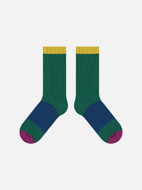 Contrast Color Stitching Mid-Calf Socks