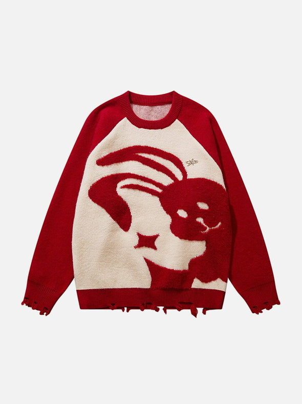 Aelfric Eden Cute Jackrabbit Embroidered Sweater