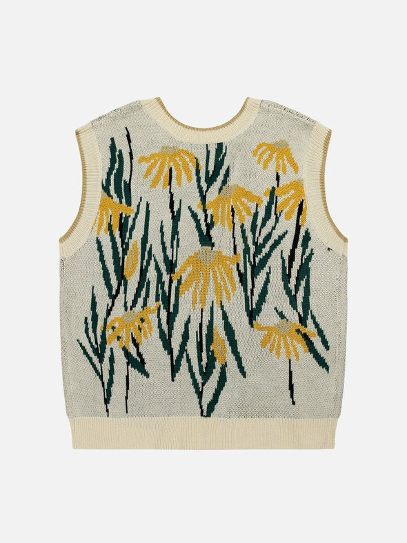Aelfric Eden Daisies Lace Up Design Sweater Vest