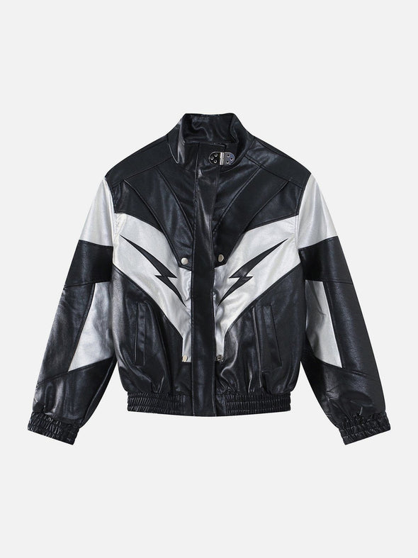 Aelfric Eden Racing Contrast Panel Lightning Leather Jacket