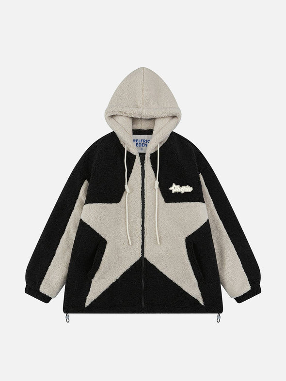 Aelfric Eden Patchwork Star Hooded Sherpa Coat