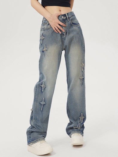 Aelfric Eden Star Embroidered Washed Jeans